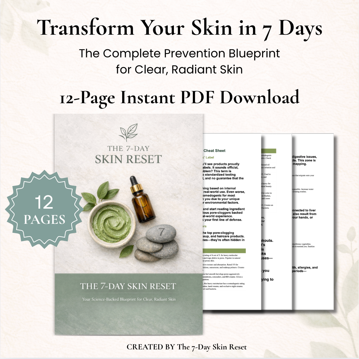 The 7-Day Skin Reset Ebook – Complete Prevention Blueprint for Clear, Radiant Skin (Instant PDF)